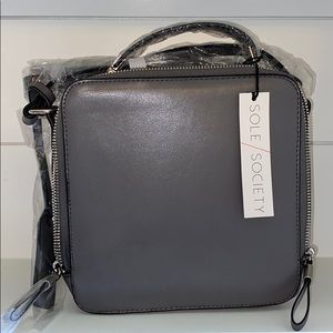 Gray Sole Society Nycky Faux Leather Crossbody Bag